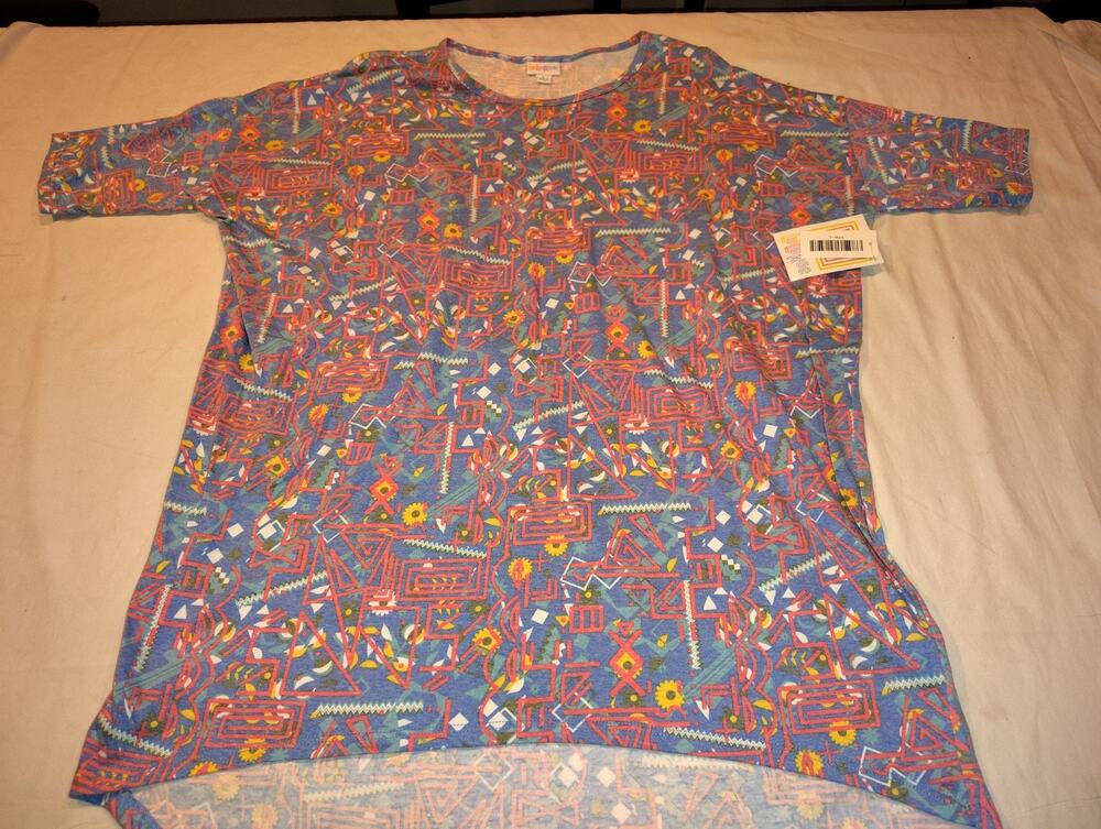 Lularoe Irma Tunic Shirt Women's Size Large Faded Abstract Short Sleeve NWT NEW